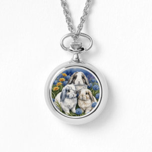 Tre små Lop Bunny Rabbits Necklace Armbandsur