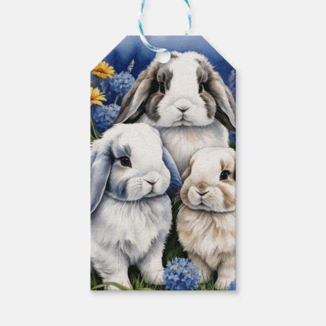 Tre små Lop Bunny Rabbits Presentetikett (Framsidan)
