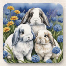Tre små Lop Bunny Rabbits set på 6