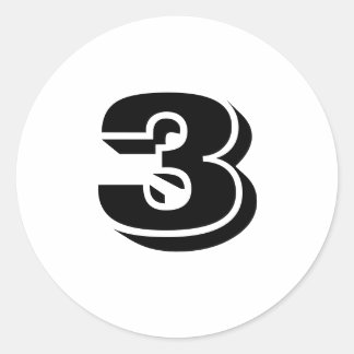 Tre små, vita sifferstämplar från Janz Runt Klistermärke