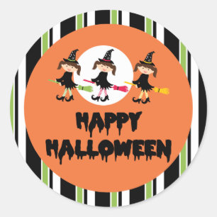 Tre små vittnen Happy halloween Runt Klistermärke
