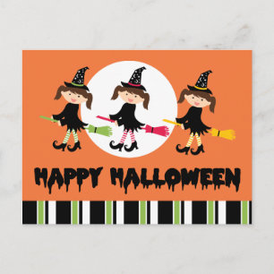 Tre små vittnen Happy halloween Vykort