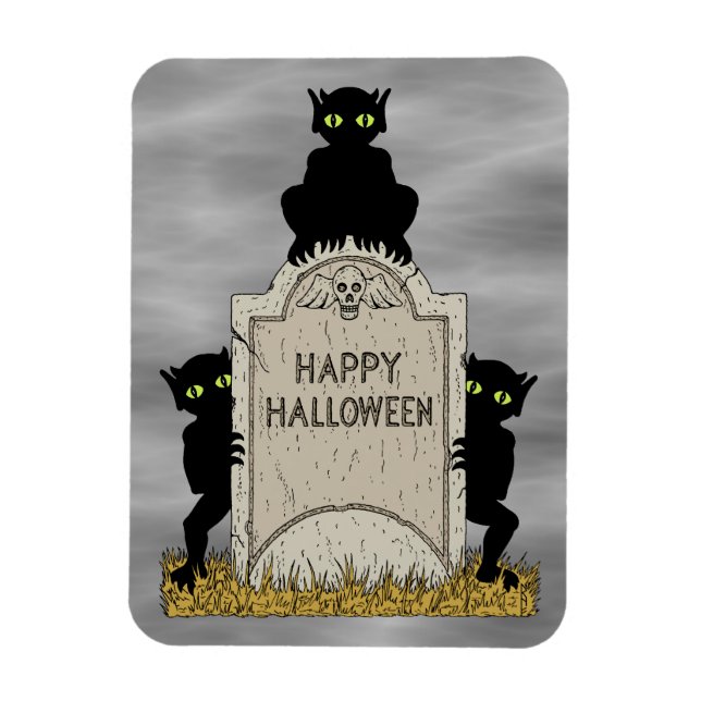Tre smådemoner God Halloween Magnet (Vertikal)