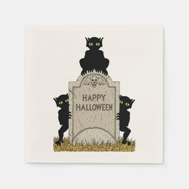 Tre smådemoner Gott Halloween Pappersservett (Framsidan)