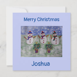 Tre Snögubbar i julklapp - helt julkort Kort