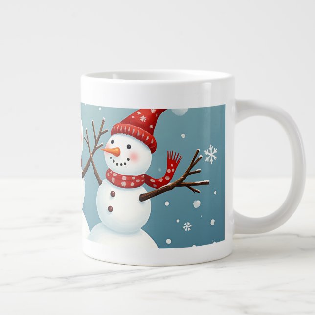 Tre snögubbar i lycklig jul jumbo mugg (Höger)