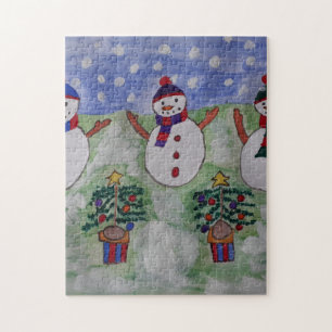 Tre Snögubbar Jigszawa Puzzle Pussel