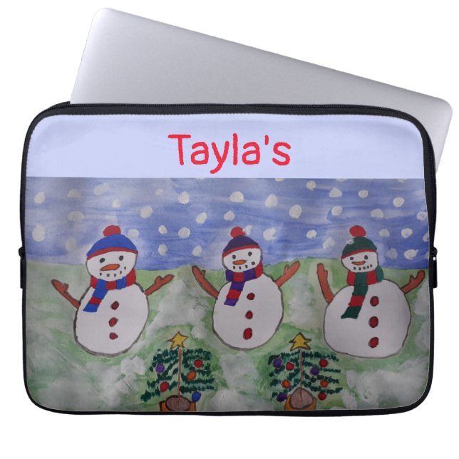 Tre Snögubbar jul Laptop sleeve (Framsidan)