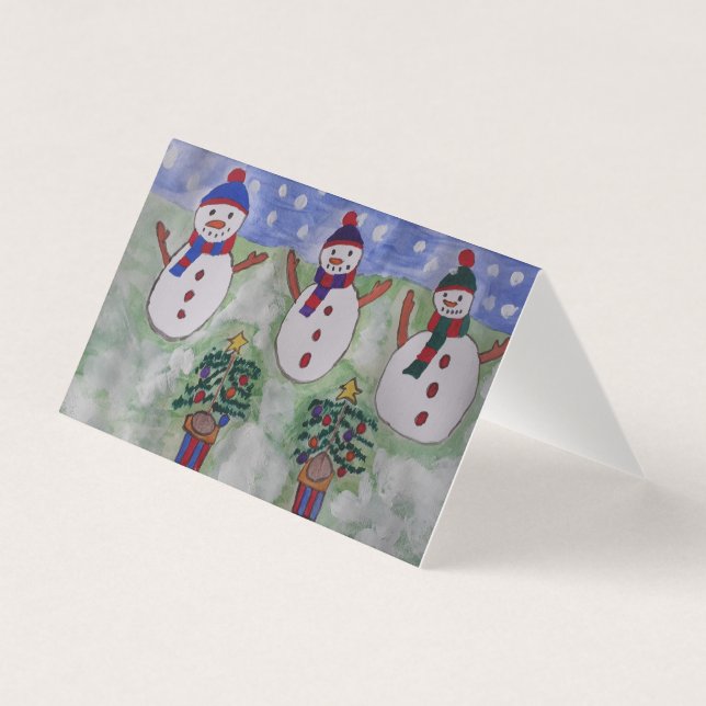 Tre Snögubbar julkort Kort (Framsida)