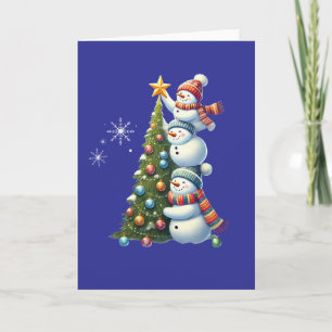 Tre Snögubbar Kute Helgdag Blankt julkort Kort