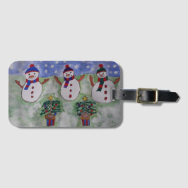 Tre Snögubbar under julen Bagagebricka