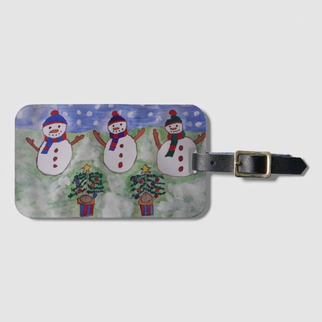 Tre Snögubbar under julen Bagagebricka (Framsida horisontal)