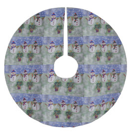 Tre Snögubbar under julen Julgransmatta Borstad Polyester