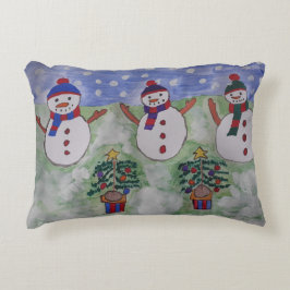 Tre Snögubbar under julen Prydnadskudde