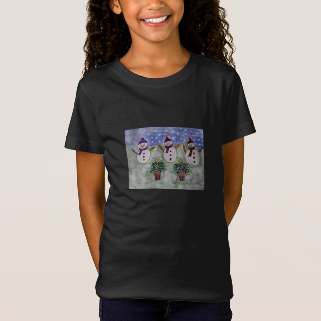 Tre Snögubbar under julen T Shirt (Framsida)