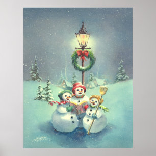 TRE SNÖGUBBEAR av SHARON SHARPE Poster