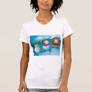 Tre snögubbekvinna T-tröja T Shirt