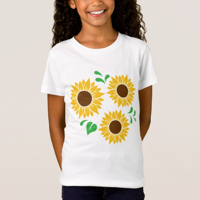 Tre solblommor, botaniska konst t shirt (Framsida)