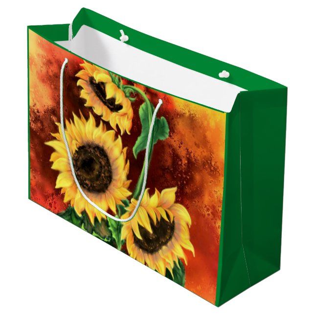 Tre solblommor Gift Bag (Framsidan Vinklad)