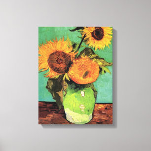 Tre solblommor i en Vas av Vincent van Gogh Canvastryck