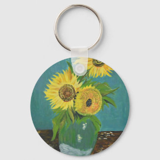 Tre solblommor i Vas, van Gogh Nyckelring