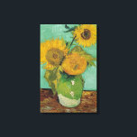 Tre solblommor i Vas, Vincent van Gogh. Canvastryck<br><div class="desc">Tre solblommor i Vas,  Vincent van Gogh. Berömdens bra  konst. Vintagens oljemålning blommigt. Fortfarande liv.</div>