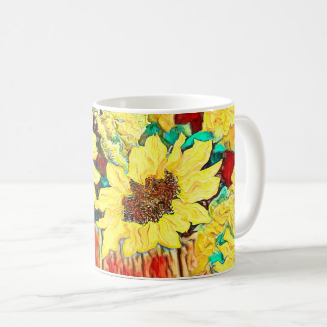 Tre solblommor kaffemugg (Framsida höger)