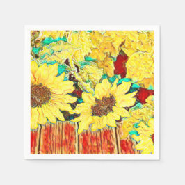 Tre solblommor pappersservett