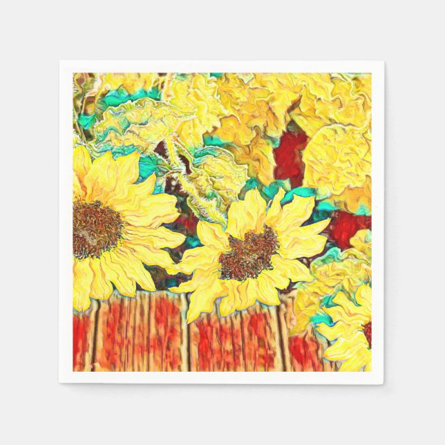 Tre solblommor pappersservett (Framsidan)