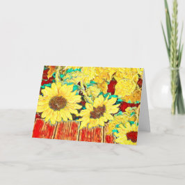 Tre solblommor tack kort