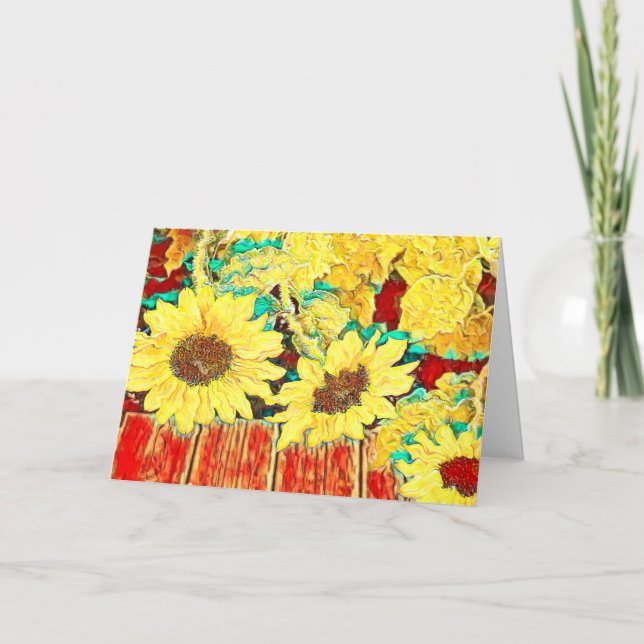 Tre solblommor tack kort (Framsida)