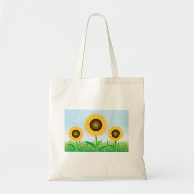 Tre solblommor Tote Bag Tygkasse (Framsidan)