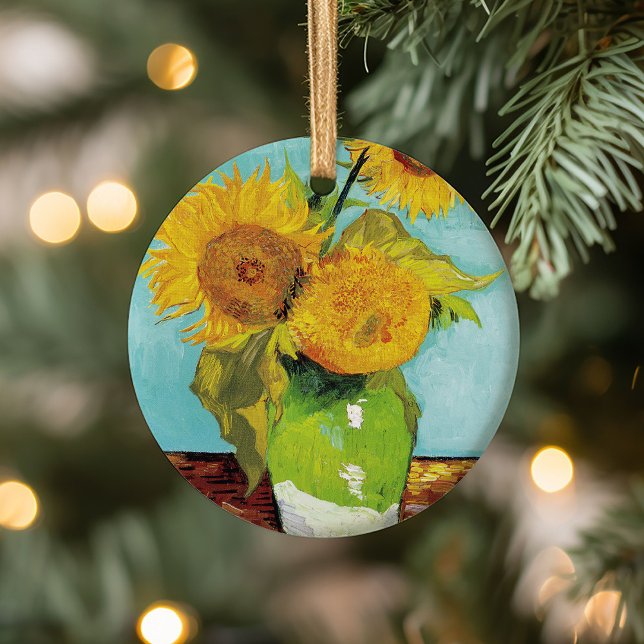 Tre solblommor | Vincent van Gogh Julgransprydnad Keramik (Skapare uppladdad)