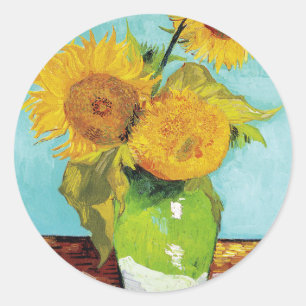 Tre solblommor   Vincent van Gogh Runt Klistermärke