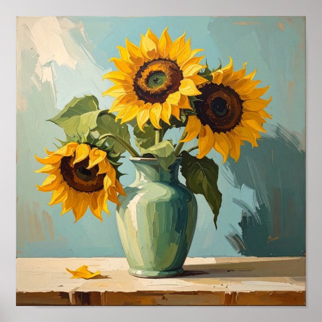Tre solrosor efter Van Gogh Poster (Framsidan)