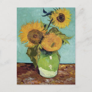 Tre solrosor i en Van Gogh för vas (F453) konst Vykort