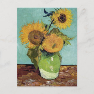 Tre solrosor i en Van Gogh för vas (F453) konst Vykort
