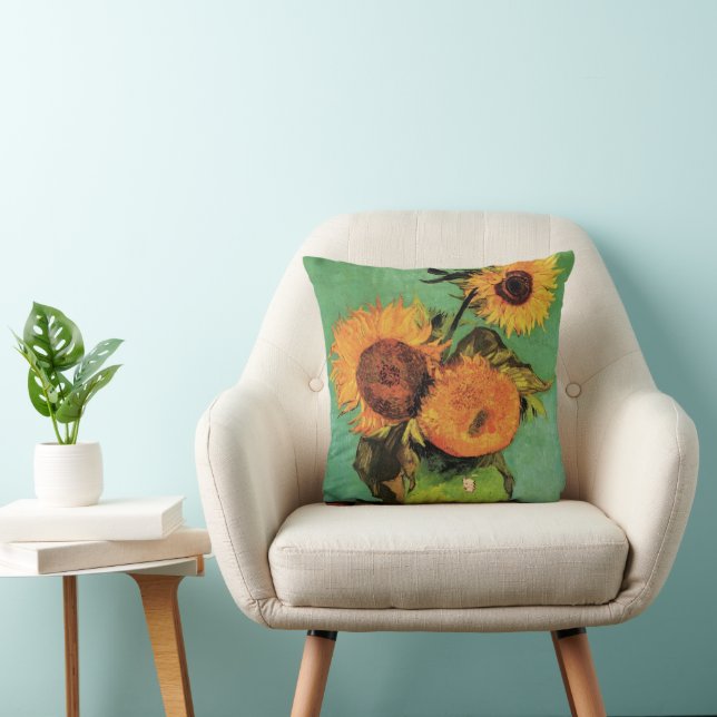 Tre solrosor i en vas av Vincent van Gogh Kudde (Stol)