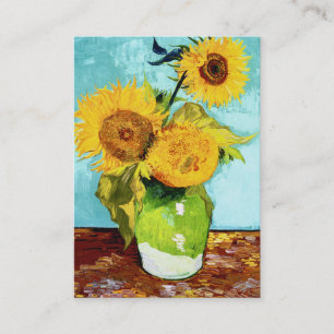 Tre solrosor vid den Van Gogh knubbiget Visitkort