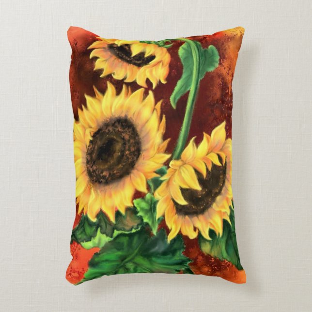 Tre solrossiljor prydnadskudde (Framsidan(Vertikal))