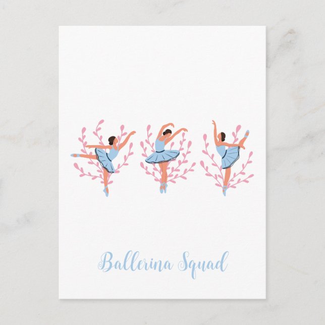 Tre söta ballerinor  vykort (Framsida)