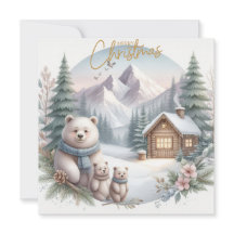 Tre söta björnar i den nordiska naturen