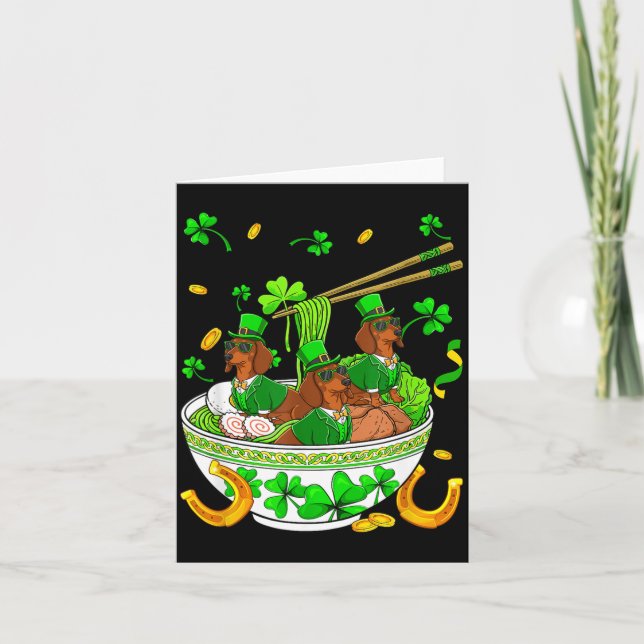 Tre söta dachshundssolglasögon i Ramen St Kort (Framsida)
