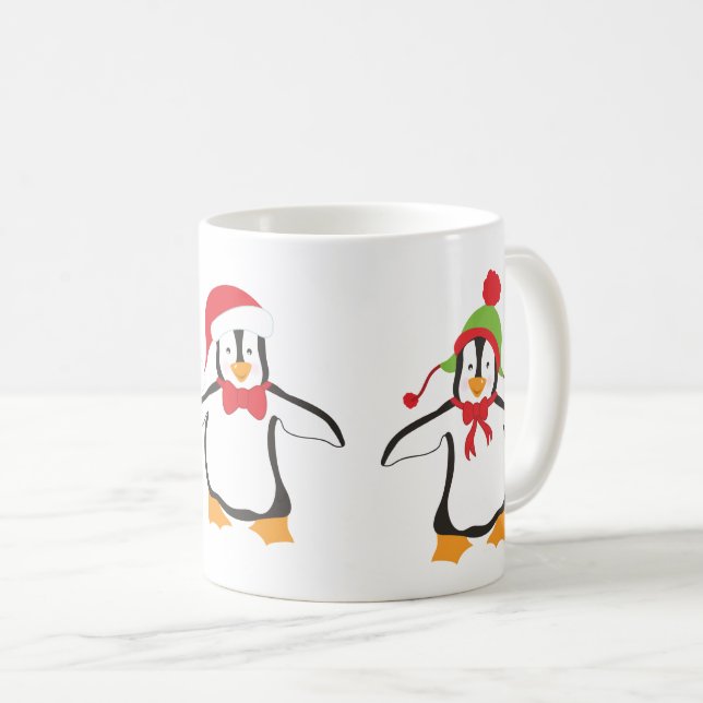Tre söta dansande pingviner kaffemugg (Framsida höger)