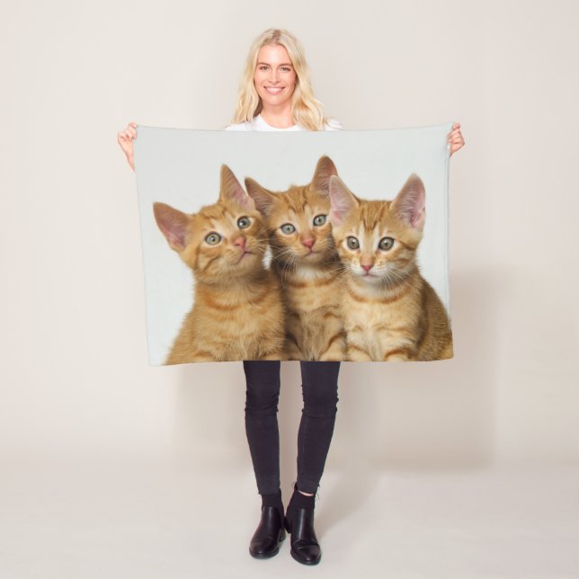 Tre söta gingerkittens sitta sida vid sida - fleecefilt (På plats)