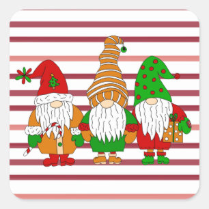 Tre söta julgruns Festive Helgdag Fyrkantigt Klistermärke