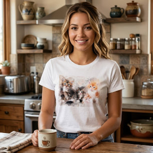 Tre söta och vackra kattungar i akvarell t shirt