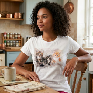 Tre söta och vackra kattungar i akvarell t shirt