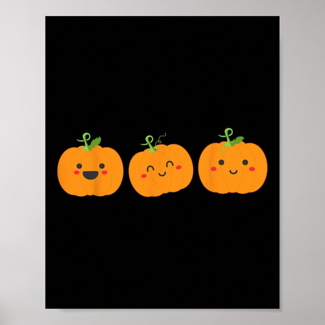 Tre söta pumpor för barn halloween och falla poster (Framsidan)