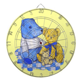 tre söta tejpjäser på trasa originalkonst piltavla